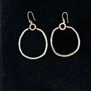 STERLING SILVER AND BRASS DANGLE HOOP EARRINGS - SILPADA #3148 "Dynamic Duo"